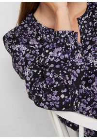 bonprix - Bluzka ze zrównoważonej wiskozy. Kolor: fioletowy. Materiał: wiskoza. Długość rękawa: długi rękaw. Długość: długie. Wzór: nadruk #2
