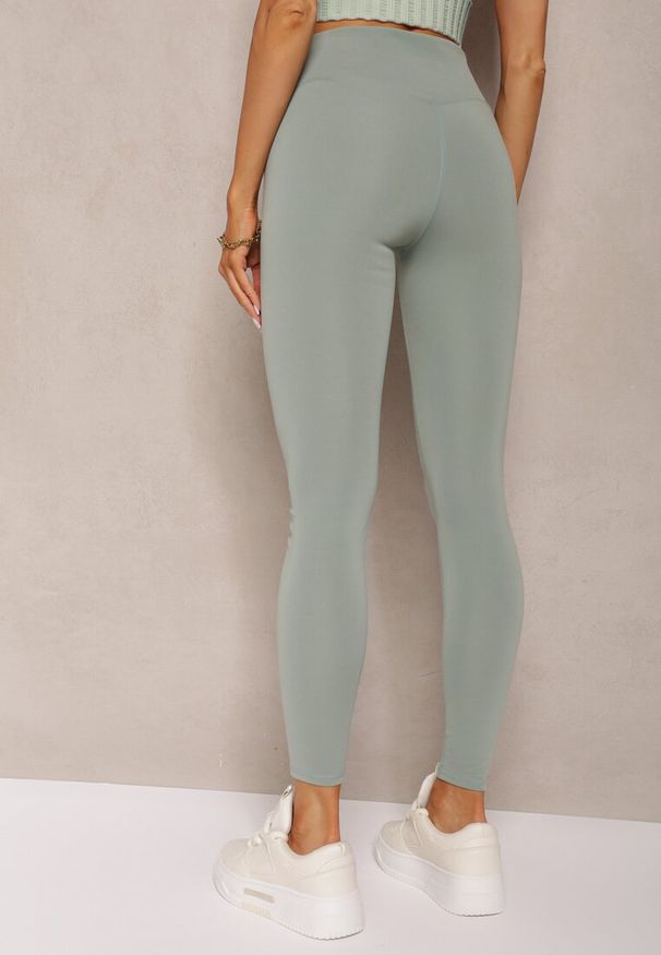Renee - Ciemnozielone Sportowe Legginsy High Waist Quarefia. Stan: podwyższony. Kolor: zielony. Materiał: materiał. Długość: długie. Styl: sportowy