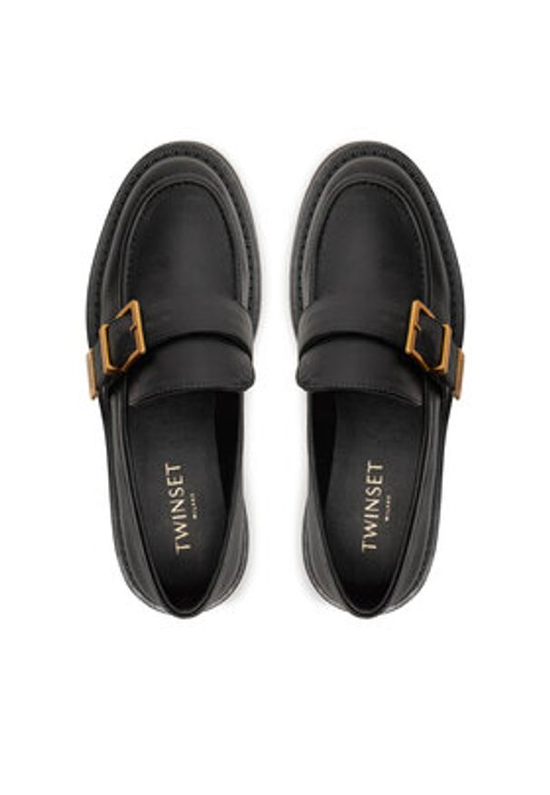 TwinSet - TWINSET Loafersy Mocassino 242TCP044 Czarny. Kolor: czarny. Materiał: skóra