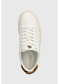 Lauren Ralph Lauren sneakersy skórzane Angeline 4 kolor biały 802918367001. Nosek buta: okrągły. Zapięcie: sznurówki. Kolor: biały. Materiał: skóra #5