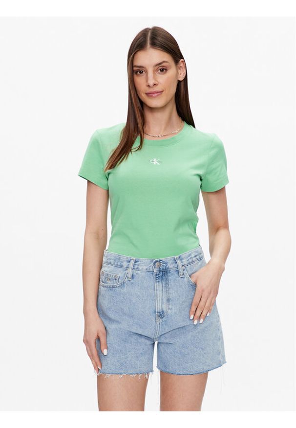 T-Shirt Calvin Klein Jeans. Kolor: zielony. Materiał: bawełna