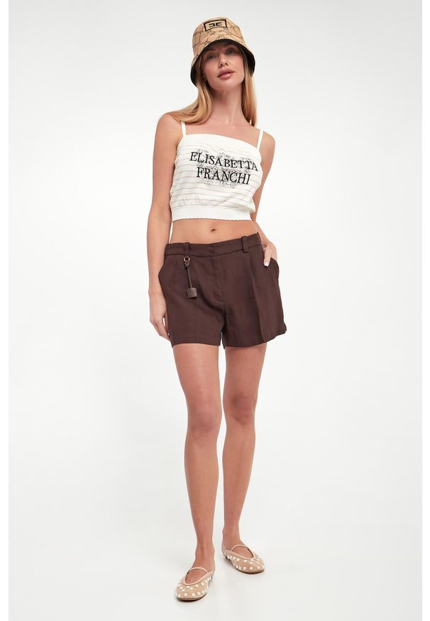 Elisabetta Franchi - Szorty damskie lniane ELISABETTA FRANCHI. Materiał: len