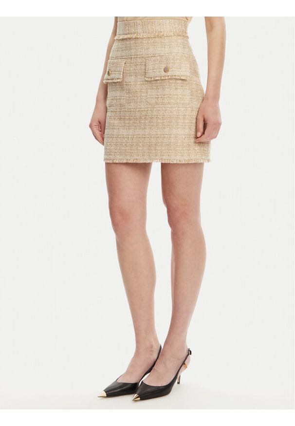 Marciano Guess Spódnica mini 5GGD15 7302A Beżowy Regular Fit. Kolor: beżowy. Materiał: bawełna