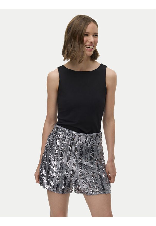 Vero Moda Szorty materiałowe Efa 10335727 Srebrny Loose Fit. Kolor: srebrny. Materiał: syntetyk