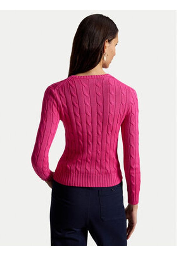Polo Ralph Lauren Sweter 211971869508 Różowy Slim Fit. Typ kołnierza: polo. Kolor: różowy. Materiał: bawełna