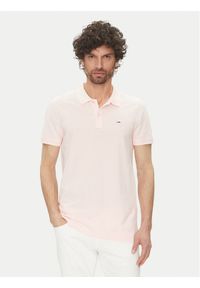 Tommy Jeans Polo DM0DM20676 Różowy Slim Fit. Typ kołnierza: polo. Kolor: różowy. Materiał: bawełna