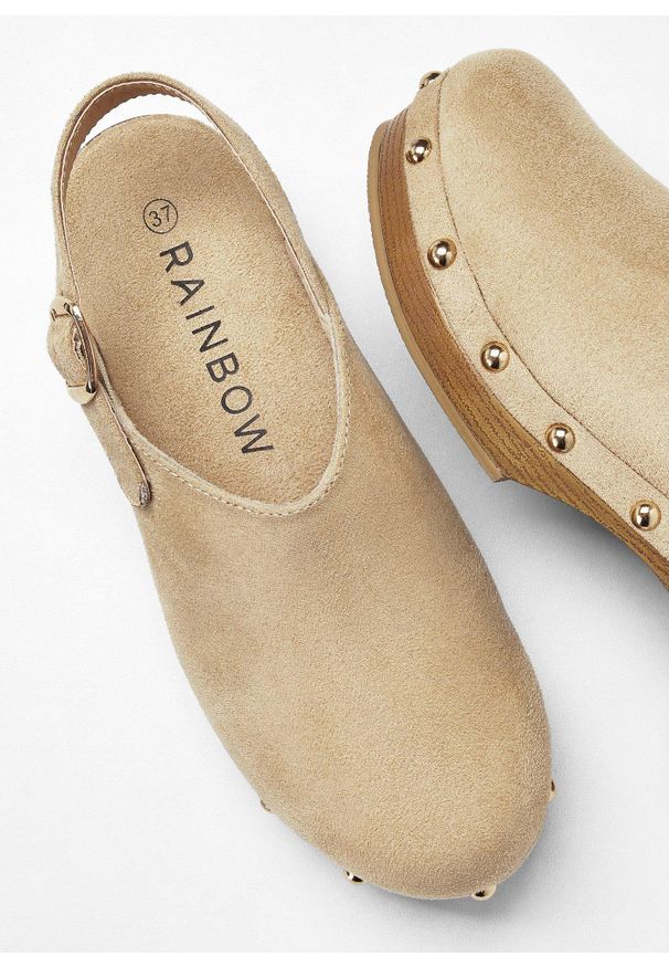 bonprix - Klapki. Kolor: beżowy