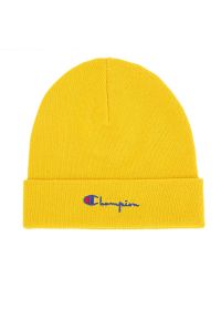 Czapka Champion Beanie Cap 804944-YS082 - żółta. Kolor: żółty. Materiał: poliester, dzianina, akryl. Wzór: haft