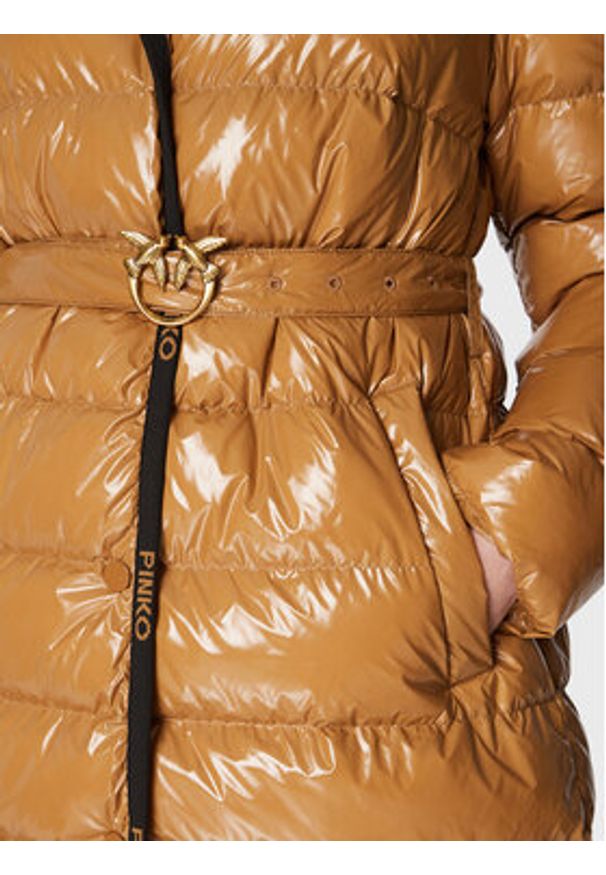 Pinko - PINKO Płaszcz zimowy Ida 1G18CY A00N Brązowy Regular Fit. Kolor: brązowy. Materiał: syntetyk. Sezon: zima