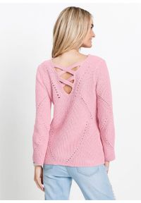 Sweter bonprix pastelowy jasnoróżowy melanż. Kolor: różowy. Wzór: melanż. Styl: elegancki #4