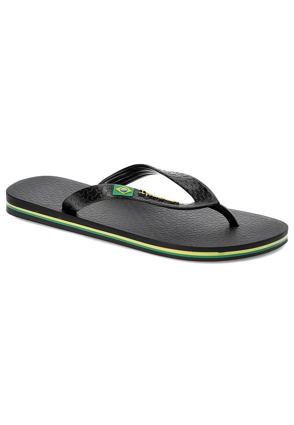 Czarne Japonki Ipanema Stylowe Obuwie. Okazja: na plażę, na spacer, na co dzień. Kolor: czarny. Materiał: materiał. Wzór: paski. Sezon: lato. Styl: elegancki