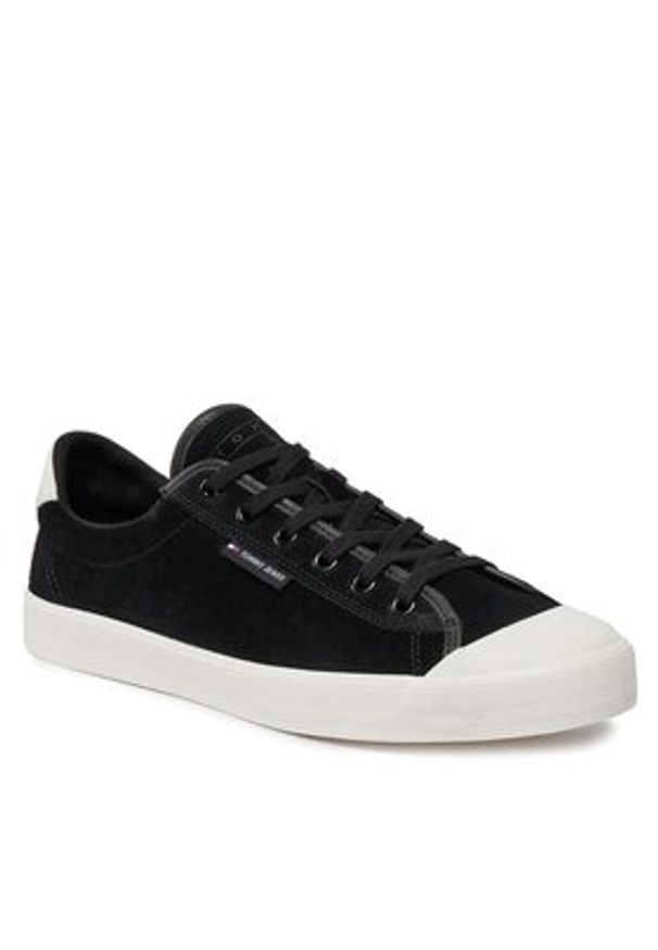 Tommy Jeans Sneakersy Th Central Cc And Coin Czarny. Kolor: czarny. Materiał: skóra, zamsz