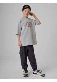 4f - 4F T-shirt loose z nadrukiem chłopięcy - szary 158/164 (12-14 lat). Okazja: na co dzień, na uczelnię. Kolor: szary. Materiał: materiał. Wzór: nadruk. Sezon: lato. Styl: casual #2