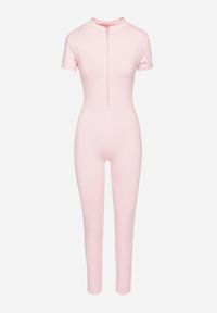 Born2be - Różowy Kombinezon z Półgolfem z Ozdobnymi Przeszyciami Lumienne. Okazja: na co dzień. Kolor: różowy. Styl: casual #5