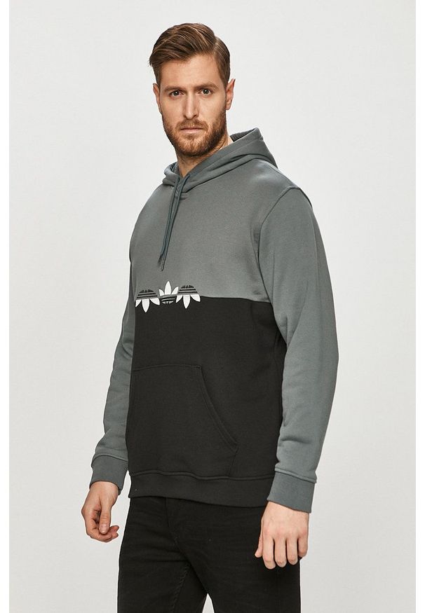 adidas Originals - Bluza bawełniana. Okazja: na co dzień. Typ kołnierza: kaptur. Kolor: szary. Materiał: bawełna. Styl: casual