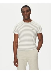 Calvin Klein T-Shirt Stretch Slim Stripe T-Shirt K10K114177 Biały Regular Fit. Kolor: biały. Materiał: bawełna #1