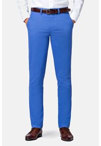 Lancerto - Spodnie Niebieskie Chino Mono II. Okazja: na co dzień. Kolor: niebieski. Materiał: elastan, bawełna, materiał. Wzór: kolorowy. Styl: sportowy, casual