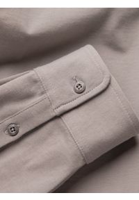 Ombre Clothing - Męska bawełniana koszula REGULAR z dzianiny single jersey - popielata V5 OM-SHCS-0138 - XXL. Kolor: szary. Materiał: dzianina, jersey, bawełna. Wzór: kolorowy, haft #5