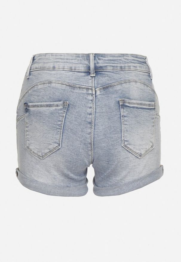 Born2be - Niebieskie Jeansowe Szorty Push-Up z Wysokim Stanem Zinebea. Okazja: na co dzień. Stan: podwyższony. Kolor: niebieski. Materiał: jeans. Styl: casual, elegancki