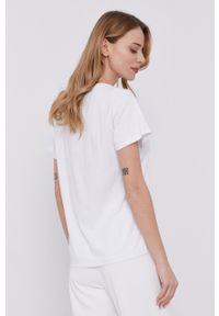 TwinSet - Twinset T-shirt damski kolor biały. Okazja: na co dzień. Kolor: biały. Materiał: dzianina. Wzór: haft. Styl: casual