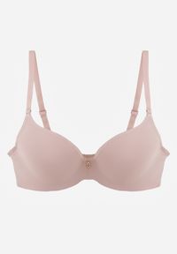 Renee - Różowy Biustonosz Push Up o Gładkim Wykończeniu z Cyrkoniową Aplikacją Claronei. Kolor: różowy. Rodzaj stanika: push-up. Wzór: gładki, aplikacja #6