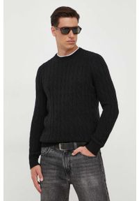 Polo Ralph Lauren sweter kaszmirowy męski kolor czarny. Typ kołnierza: polo. Kolor: czarny. Materiał: kaszmir. Styl: klasyczny