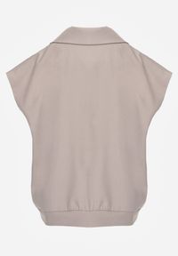 Born2be - Beżowa Garniturowa Kamizelka Oversize z Dwurzędowym Zapięciem Edriana. Okazja: na co dzień, na spotkanie biznesowe, do pracy. Kolor: beżowy. Materiał: poliester, jeans. Styl: casual, biznesowy, elegancki, klasyczny #4