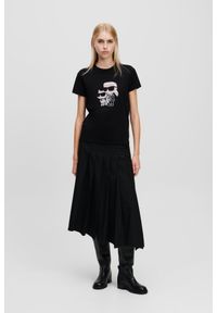 Karl Lagerfeld - KARL LAGERFELD Сzarny damski t-shirt z cyrkoniami Ikon Duo. Kolor: czarny #4