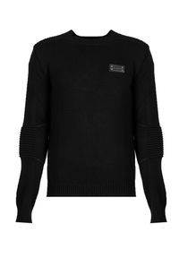 Les Hommes Sweter | LKK122-607U | Motorcycle Jumper | Mężczyzna | Czarny. Okazja: na co dzień. Kolor: czarny. Materiał: bawełna. Styl: casual #2