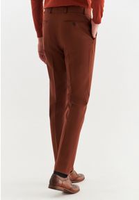 Pako Lorente - Rude gładkie spodnie garniturowe P22WP-6G-028-A-S. Kolor: brązowy. Materiał: wełna, elastan. Wzór: gładki #8