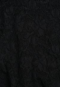 Renee - Czarna Koronkowa Koktajlowa Sukienka o Taliowanym Kroju Ianra. Kolor: czarny. Materiał: koronka. Długość rękawa: na ramiączkach. Wzór: koronka. Styl: wizytowy. Długość: mini #5