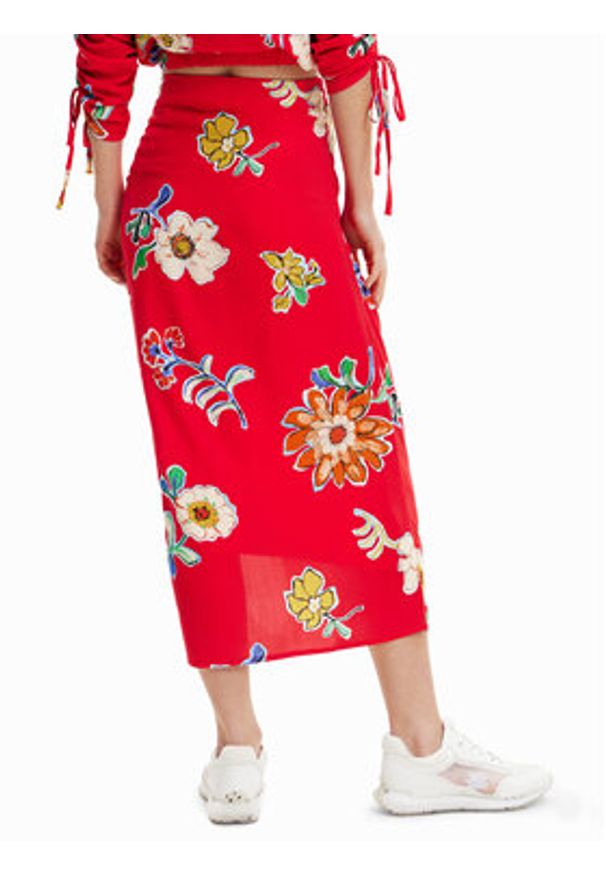 Desigual Spódnica ołówkowa Crimea 23SWFW22 Czerwony Slim Fit. Kolor: czerwony. Materiał: wiskoza
