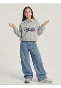 Sinsay - Jeansy wide leg z ozdobnymi dżetami - niebieski. Kolor: niebieski #1