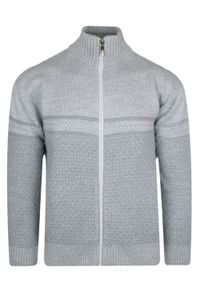Devir - Sweter Wełniany Szary z Wysokim Dekoltem Zapinany na Zamek, Ciepły -DEVIR. Kolor: szary. Materiał: akryl, wełna. Sezon: jesień, zima. Styl: elegancki #1