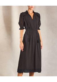 M.A.B.E - Czarna sukienka midi Ines. Kolor: czarny. Materiał: koronka, bawełna. Wzór: koronka. Sezon: lato. Długość: midi