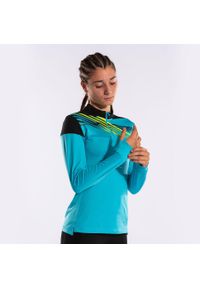 Joma Elite X Damska Bluza z Kapturem 1/4 zamek Turkusowo-Czarna, S. Typ kołnierza: kaptur. Kolor: niebieski, czarny, wielokolorowy