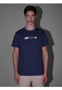 4f - 4F T-shirt regular z nadrukiem męski - szary XXL. Okazja: na co dzień. Kolor: szary. Materiał: bawełna, materiał, jersey. Długość rękawa: krótki rękaw. Długość: krótkie. Wzór: nadruk. Styl: klasyczny, sportowy, casual