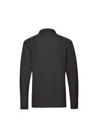 FRUIT OF THE LOOM - Męska Koszulka Polo Premium Z Długim Rękawem. Typ kołnierza: polo. Kolor: czarny. Długość rękawa: długi rękaw. Długość: długie