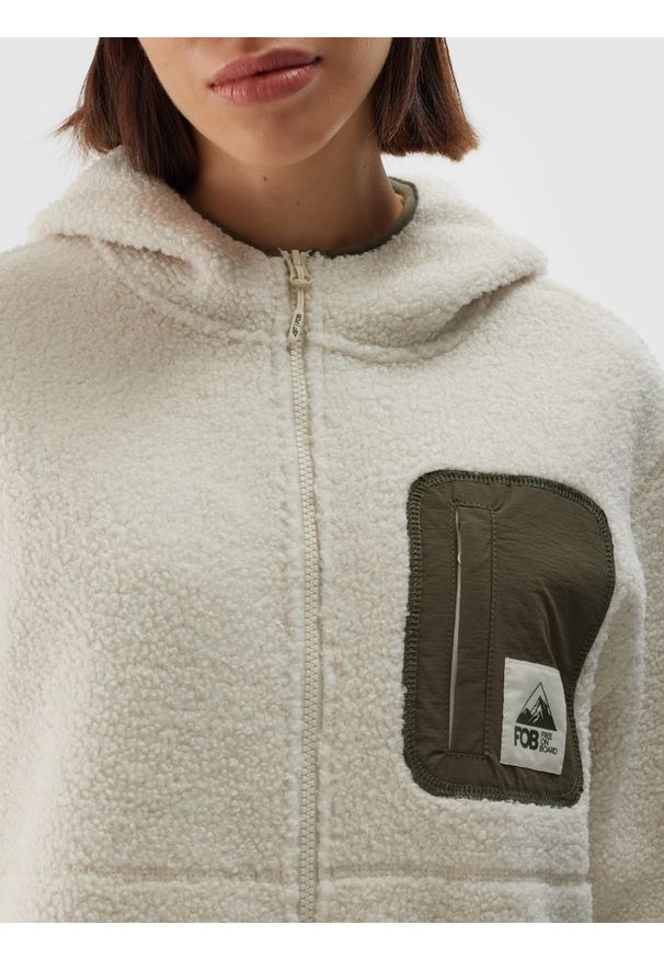 4f - 4F Polar sherpa z kapturem regular damski - biały XS. Typ kołnierza: kaptur. Kolekcja: plus size. Kolor: biały. Materiał: polar. Sezon: zima. Sport: turystyka piesza, narciarstwo, snowboard, wspinaczka