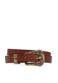 only - ONLY Pasek Damski Onlty Slim Leather Wester Jeans Belt Acc 15338269 Brązowy. Kolor: brązowy. Materiał: skóra