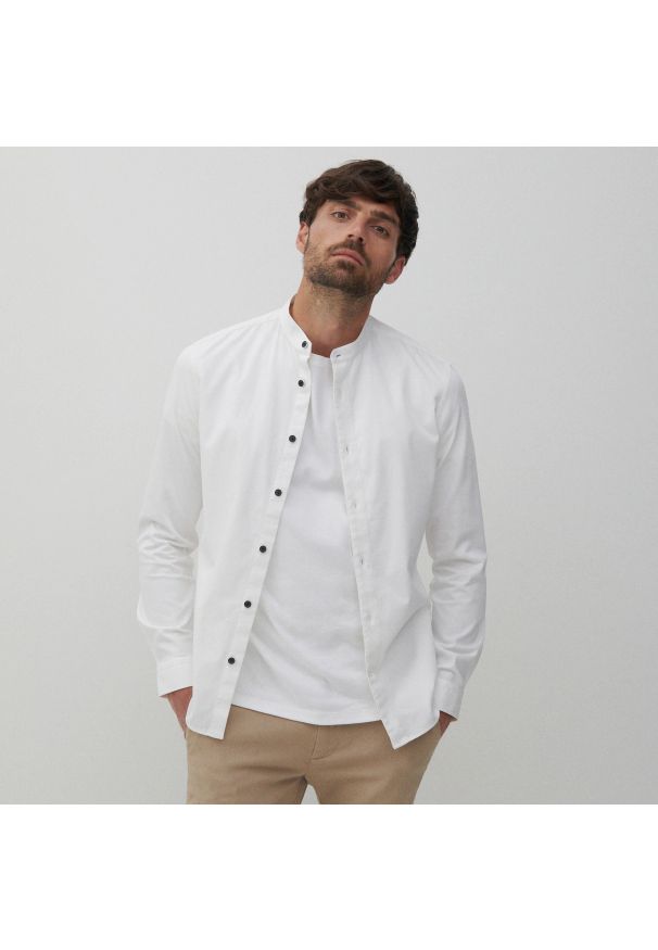 Reserved - Bawełniana koszula super slim fit - Biały. Kolor: biały. Materiał: bawełna