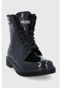 Hugo Kalosze Gamma FurLaceU damskie kolor czarny. Nosek buta: okrągły. Kolor: czarny. Materiał: materiał. Wzór: gładki #4