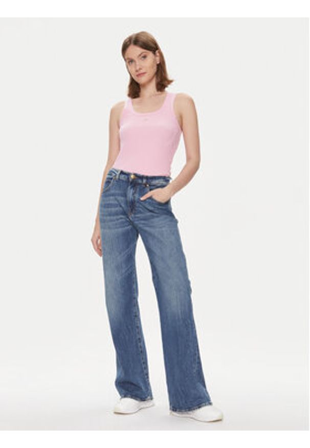 Pinko Jeansy Wanda 101733 A1LP Granatowy Wide Leg. Kolor: niebieski