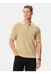 TOMMY HILFIGER - Tommy Hilfiger Polo MW0MW43246 Beżowy Regular Fit. Typ kołnierza: polo. Kolor: beżowy. Materiał: bawełna #1