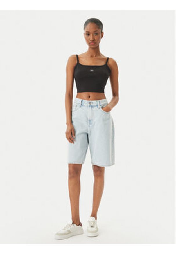Calvin Klein Jeans Top LV047F221G Czarny Slim Fit. Kolor: czarny. Materiał: bawełna