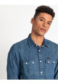 Lee - MĘSKA KOSZULA JEANSOWA LEE RIDER SHIRT DIPPED BLUE L851PLLA. Materiał: jeans