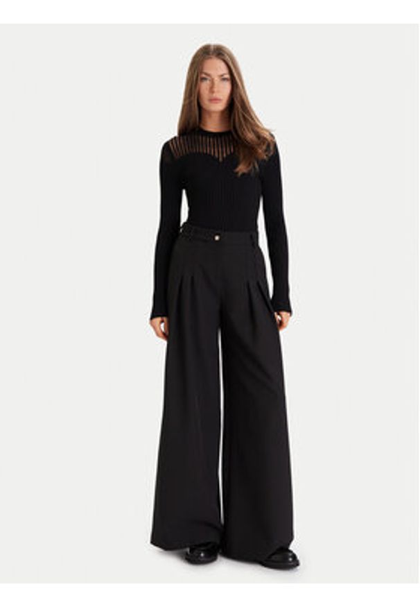 Morgan Sweter 252-MAMDO Czarny Slim Fit. Kolor: czarny. Materiał: wiskoza