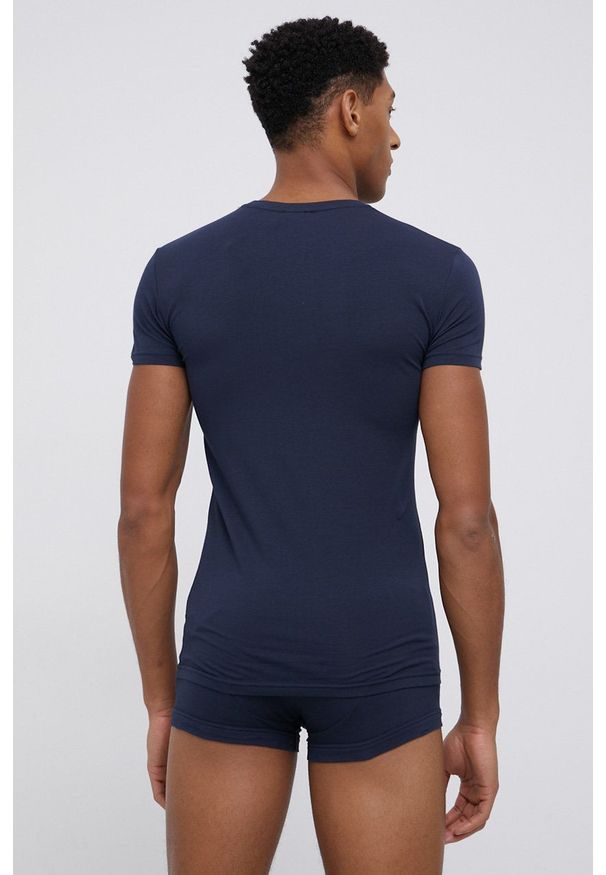 Emporio Armani Underwear Piżama męska kolor granatowy z aplikacją. Kolor: niebieski. Materiał: dzianina. Wzór: aplikacja