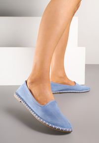 Born2be - Jasnoniebieskie Espadryle z Imitacji Zamszu Zdobione Przeszyciami Folarienne. Okazja: na co dzień, na spacer. Kolor: niebieski. Materiał: zamsz. Wzór: aplikacja. Sezon: lato. Styl: elegancki, casual #5