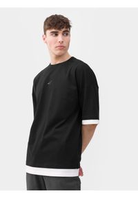 4f - T-shirt oversize gładki męski. Kolor: czarny. Materiał: bawełna. Długość rękawa: krótki rękaw. Długość: krótkie. Wzór: gładki